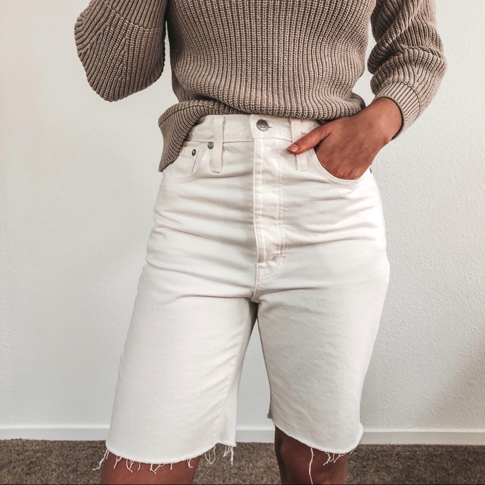 NWT Madewell High-Rise Long Denim Shorts White 27